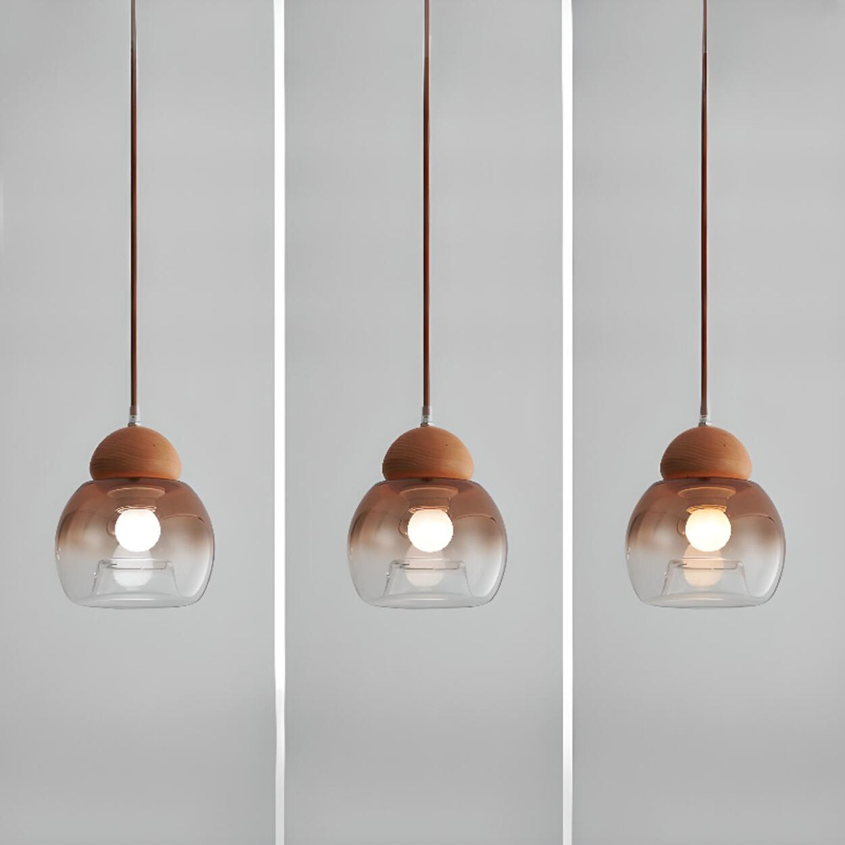Modern Amber Clear Glass Dome Vaulted Pendant Light Image - 8