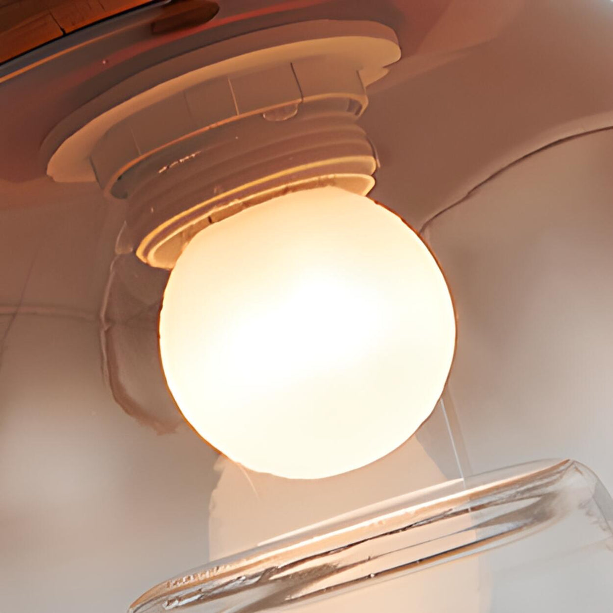 Modern Amber Glass Dome Wood Globe Pendant Light Image - 13