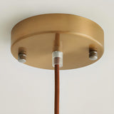 Modern Amber Glass Dome Wood Globe Pendant Light Image - 8
