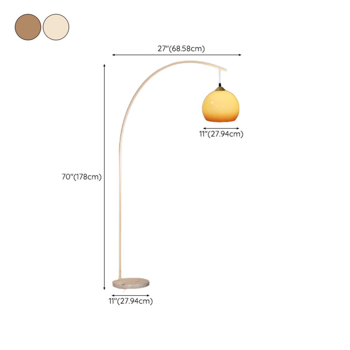 Modern Amber Glass Marble Arched Amber Glass Floor Lamp Image - 14
