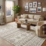 Modern Anti-Slip Polyester Linear Rectangle Area Rug Image - 1