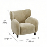 Modern Apricot Chenille Fabric Wingback Accent Chair with Arms #size