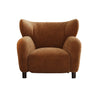 Modern Apricot Chenille Fabric Wingback Accent Chair with Arms Image - 7
