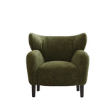 Modern Apricot Chenille Fabric Wingback Accent Chair with Arms Image - 9