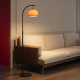 Modern Arc Floor Lamp Alloy Glass Shade Living Room Black 20 Inch Adjustable 1 Bulb Ambient Lighting Image - 1