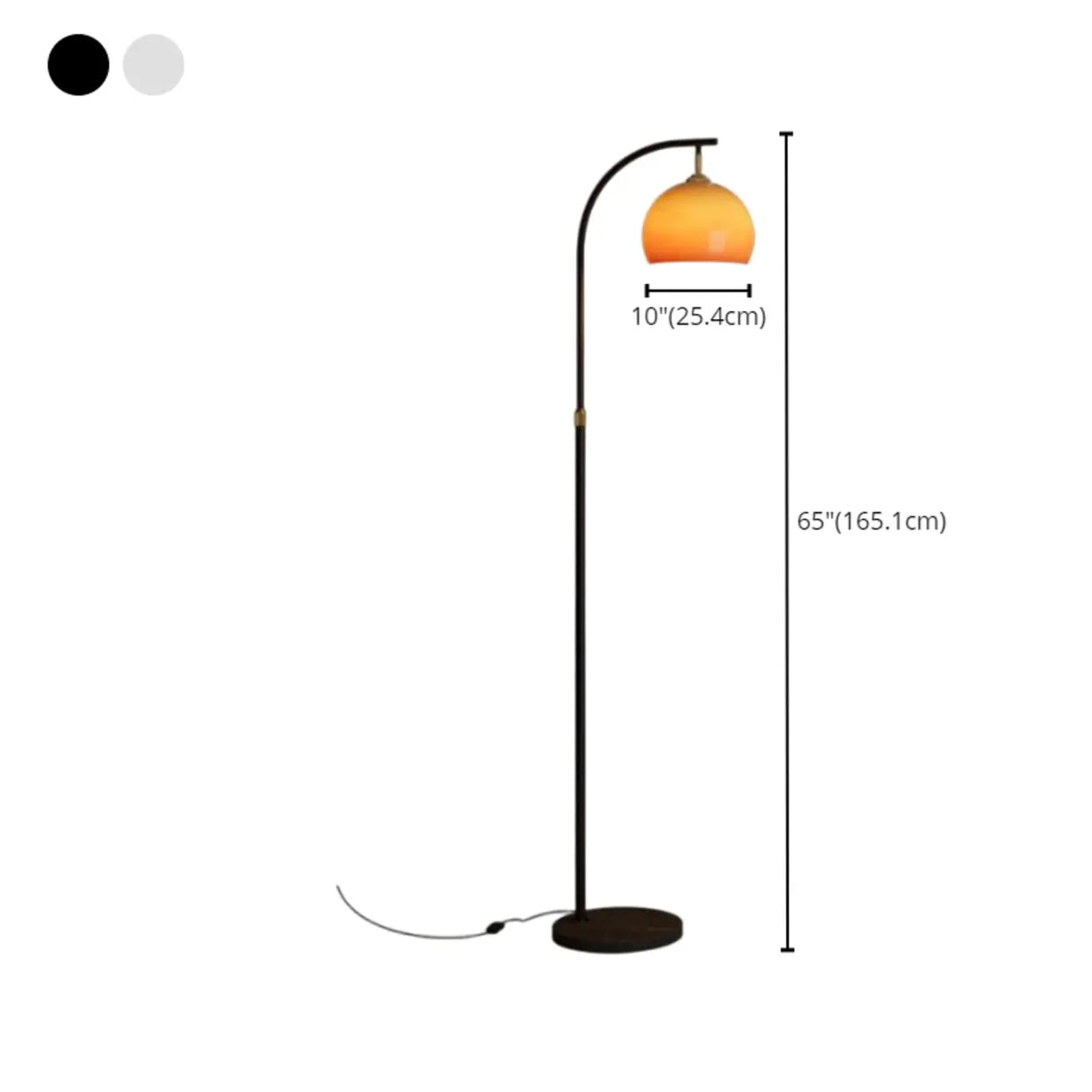 Modern Arc Floor Lamp Alloy Glass Shade Living Room Black 20 Inch Adjustable 1 Bulb Ambient Lighting 