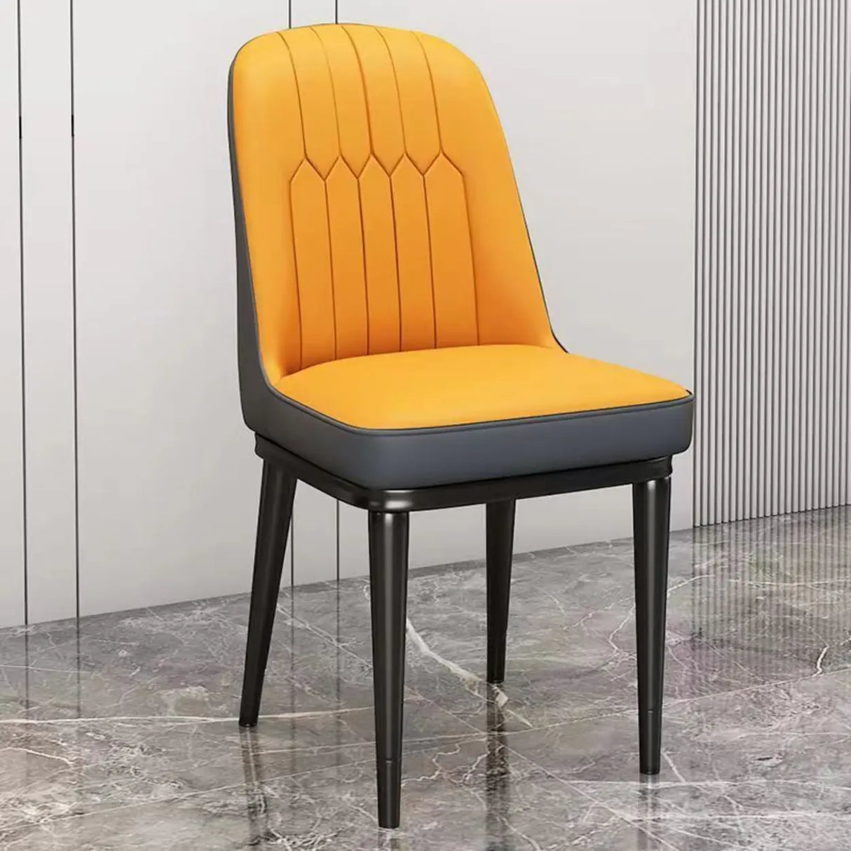 Modern Armless Dining Chairs with Padded Seat and Backrest Image - 5