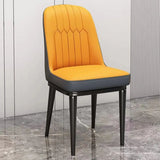 Modern Armless Dining Chairs with Padded Seat and Backrest Image - 5