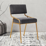 Modern Armless Faux Leather Upholstered Open Back Dining Chair Image - 10