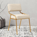 Modern Armless Faux Leather Upholstered Open Back Dining Chair Image - 11