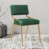 Modern Armless Faux Leather Upholstered Open Back Dining Chair Image - 12