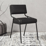 Modern Armless Faux Leather Upholstered Open Back Dining Chair Image - 3