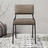 Modern Armless Faux Leather Upholstered Open Back Dining Chair Image - 4