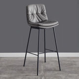 Modern Armless Leather Bar Stool with Padded Backrest Image - 11