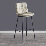 Modern Armless Leather Bar Stool with Padded Backrest Image - 12
