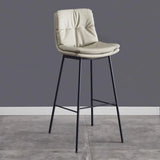 Modern Armless Leather Bar Stool with Padded Backrest Image - 13