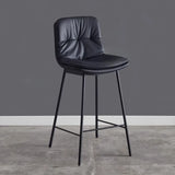 Modern Armless Leather Bar Stool with Padded Backrest Image - 14