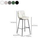 Modern Armless Leather Bar Stool with Padded Backrest Image - 16