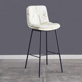 Modern Armless Leather Bar Stool with Padded Backrest Image - 2