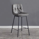 Modern Armless Leather Bar Stool with Padded Backrest Image - 3