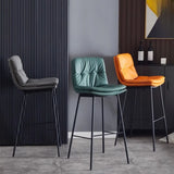 Modern Armless Leather Bar Stool with Padded Backrest Image - 4