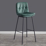 Modern Armless Leather Bar Stool with Padded Backrest Image - 9