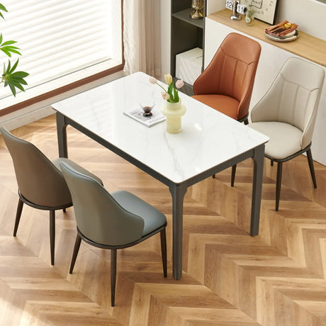 Modern Armless Leather Wingback Upholstered Dining Chairs Image - 1