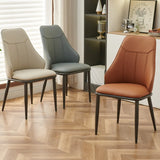 Modern Armless Leather Wingback Upholstered Dining Chairs Image - 6