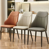 Modern Armless Leather Wingback Upholstered Dining Chairs Image - 8
