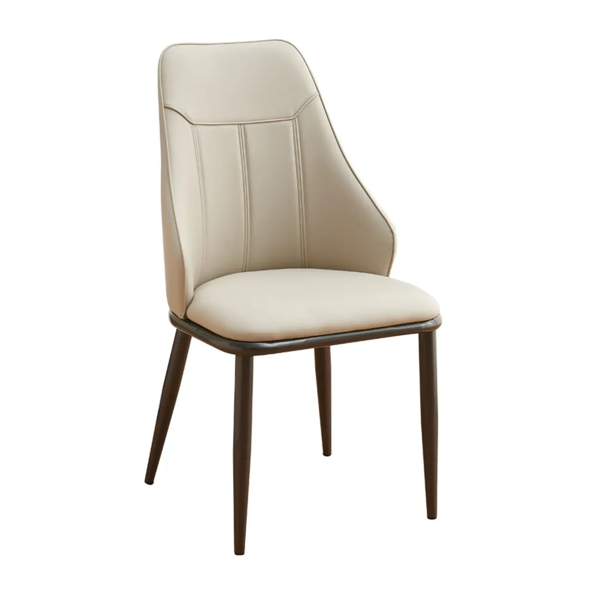 Modern Armless Leather Wingback Upholstered Dining Chairs Image - 9