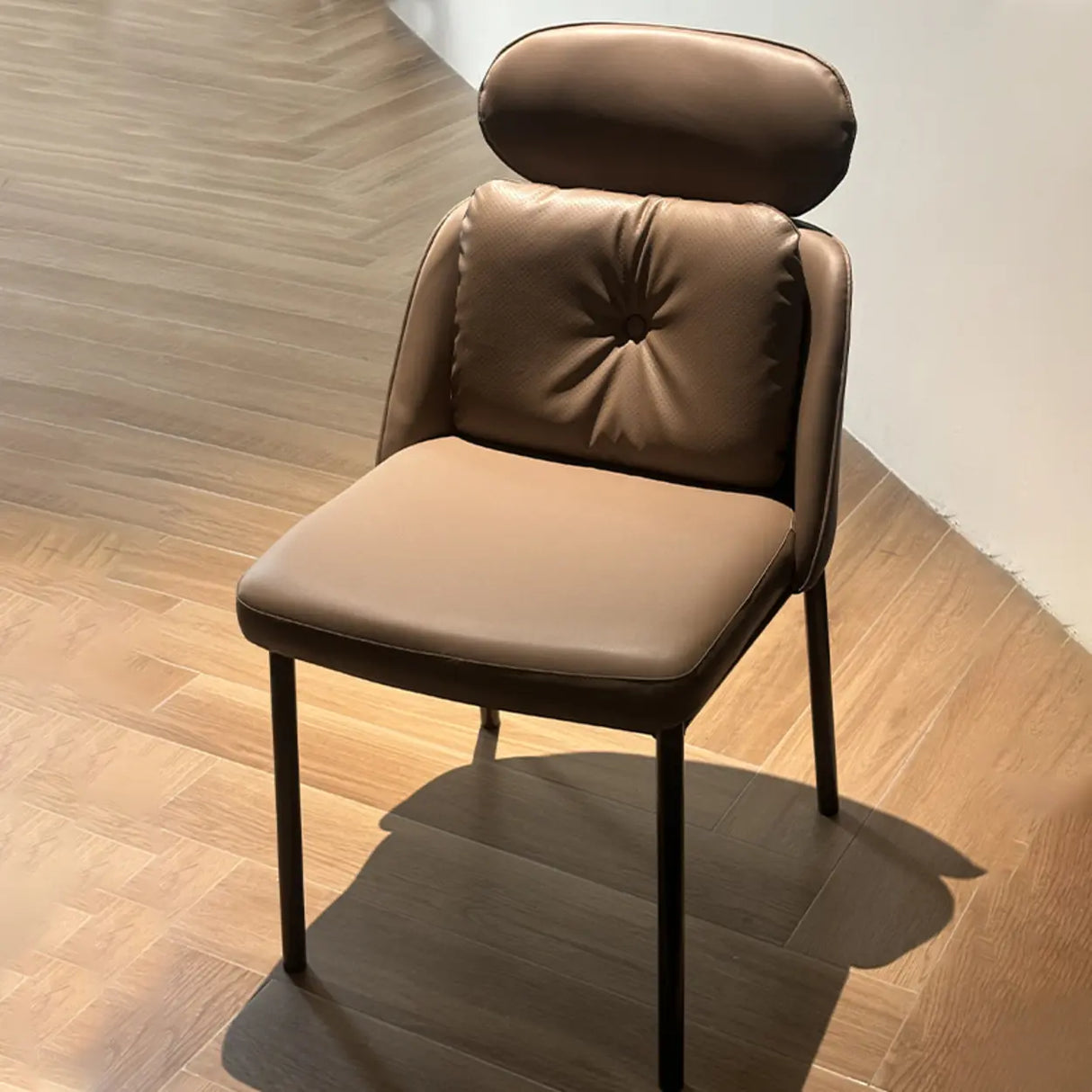 Modern Armless Padded Dining Chair with Adjustable Headrest Image - 3