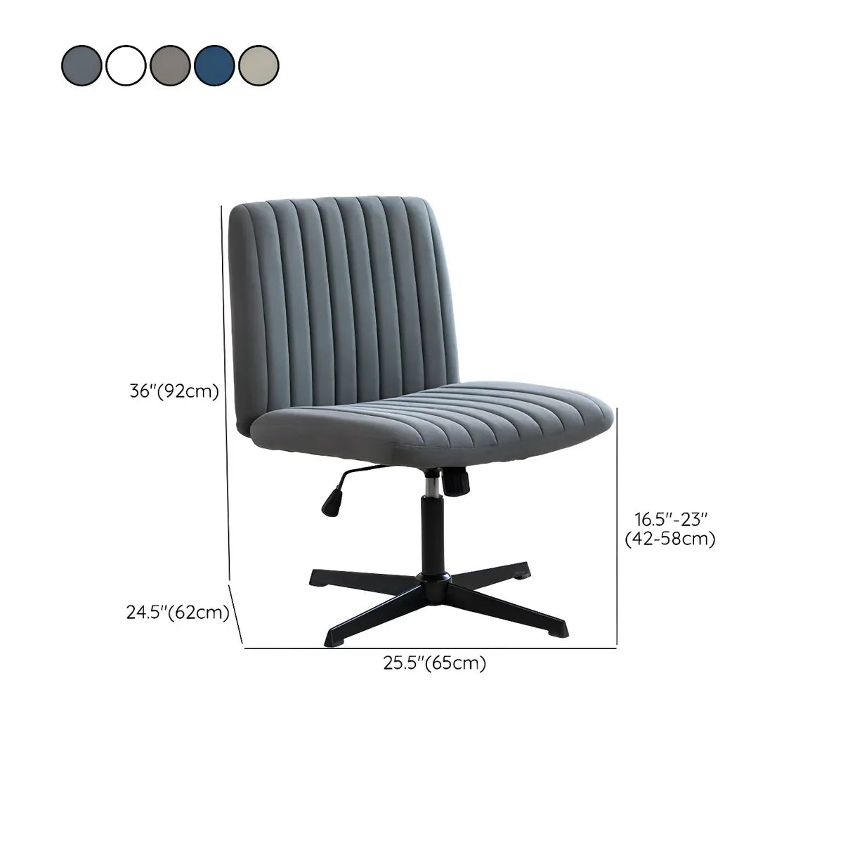 Modern Armless Swivel Metal Base Home Office Chair 