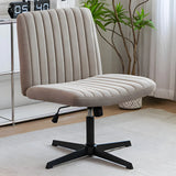 Modern Armless Swivel Metal Base Home Office Chair Image - 8