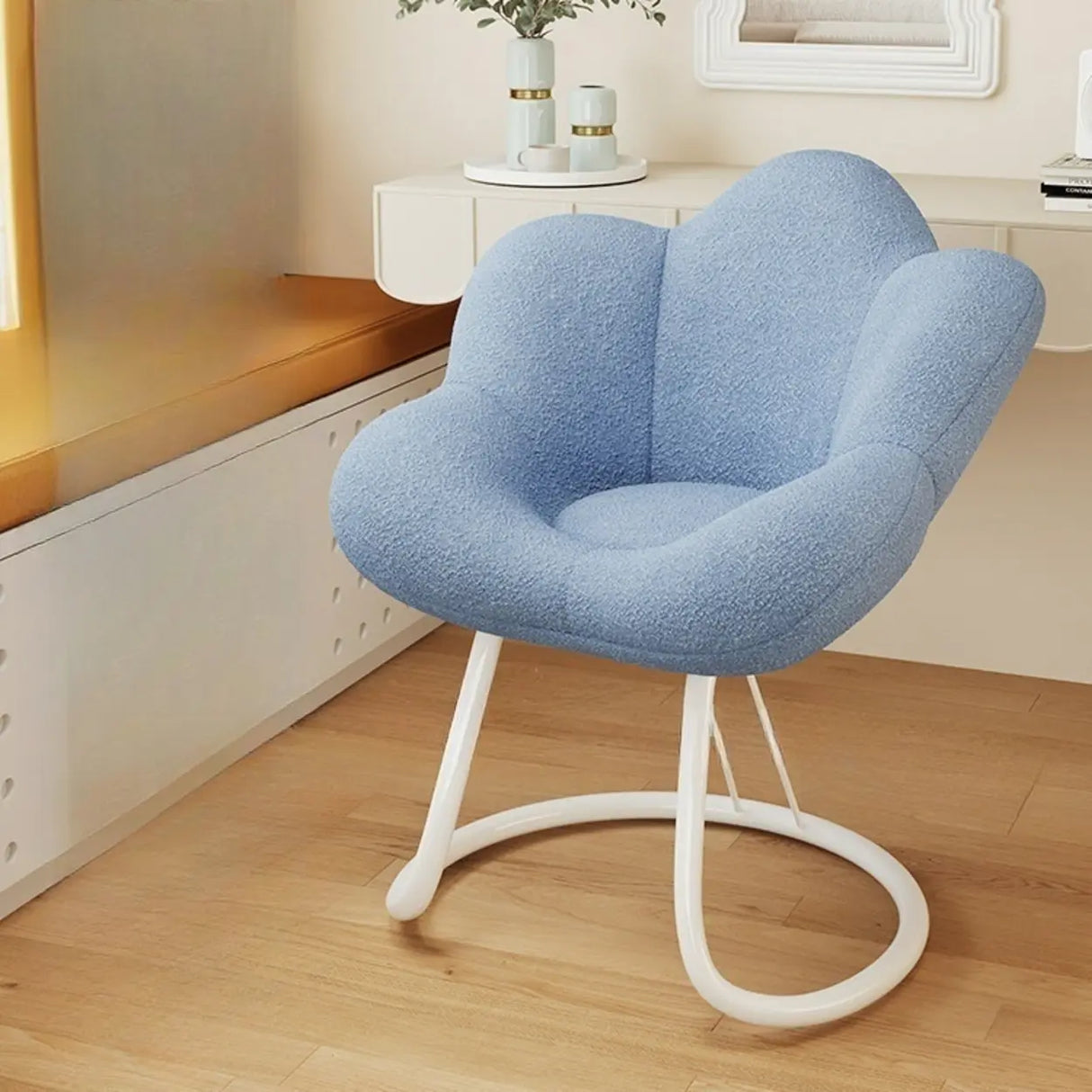 Modern Armless White Adjustable Cozy Swivel Office Chair Image - 11