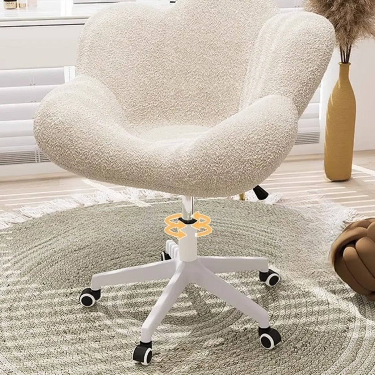Modern Armless White Adjustable Cozy Swivel Office Chair Image - 16