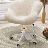 Modern Armless White Adjustable Cozy Swivel Office Chair Image - 16