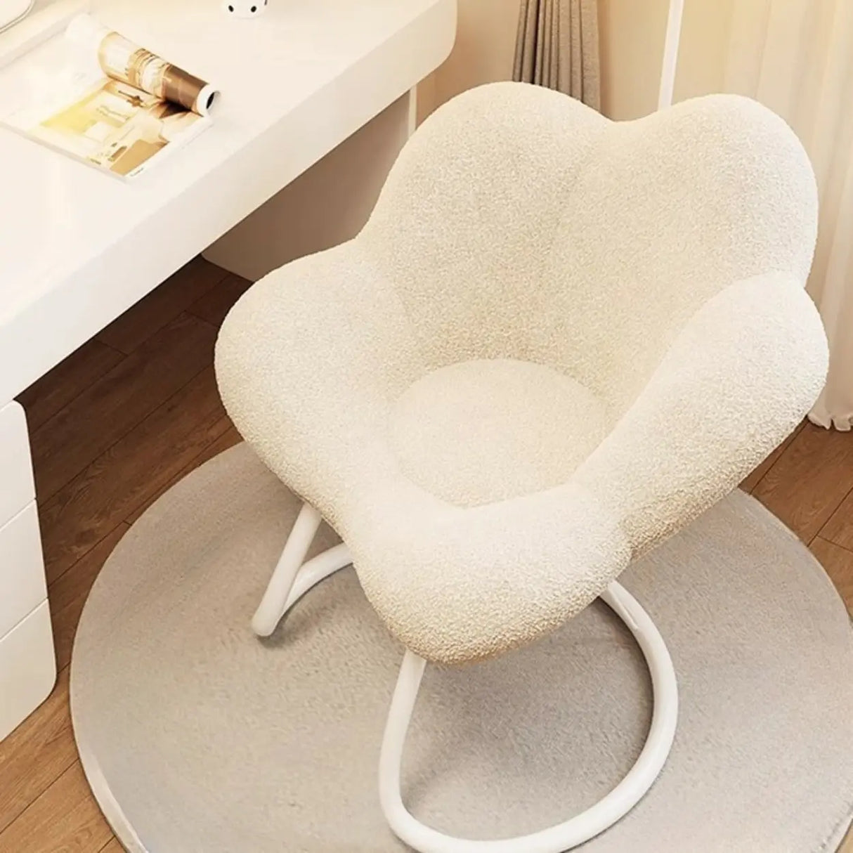 Modern Armless White Adjustable Cozy Swivel Office Chair Image - 19