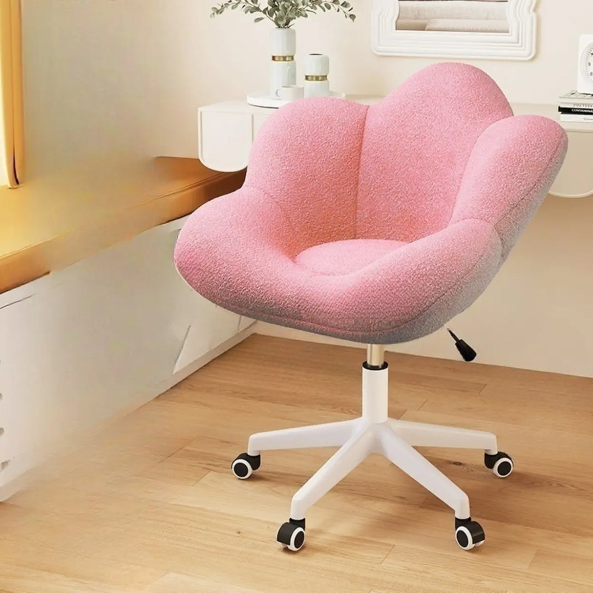 Modern Armless White Adjustable Cozy Swivel Office Chair Image - 22