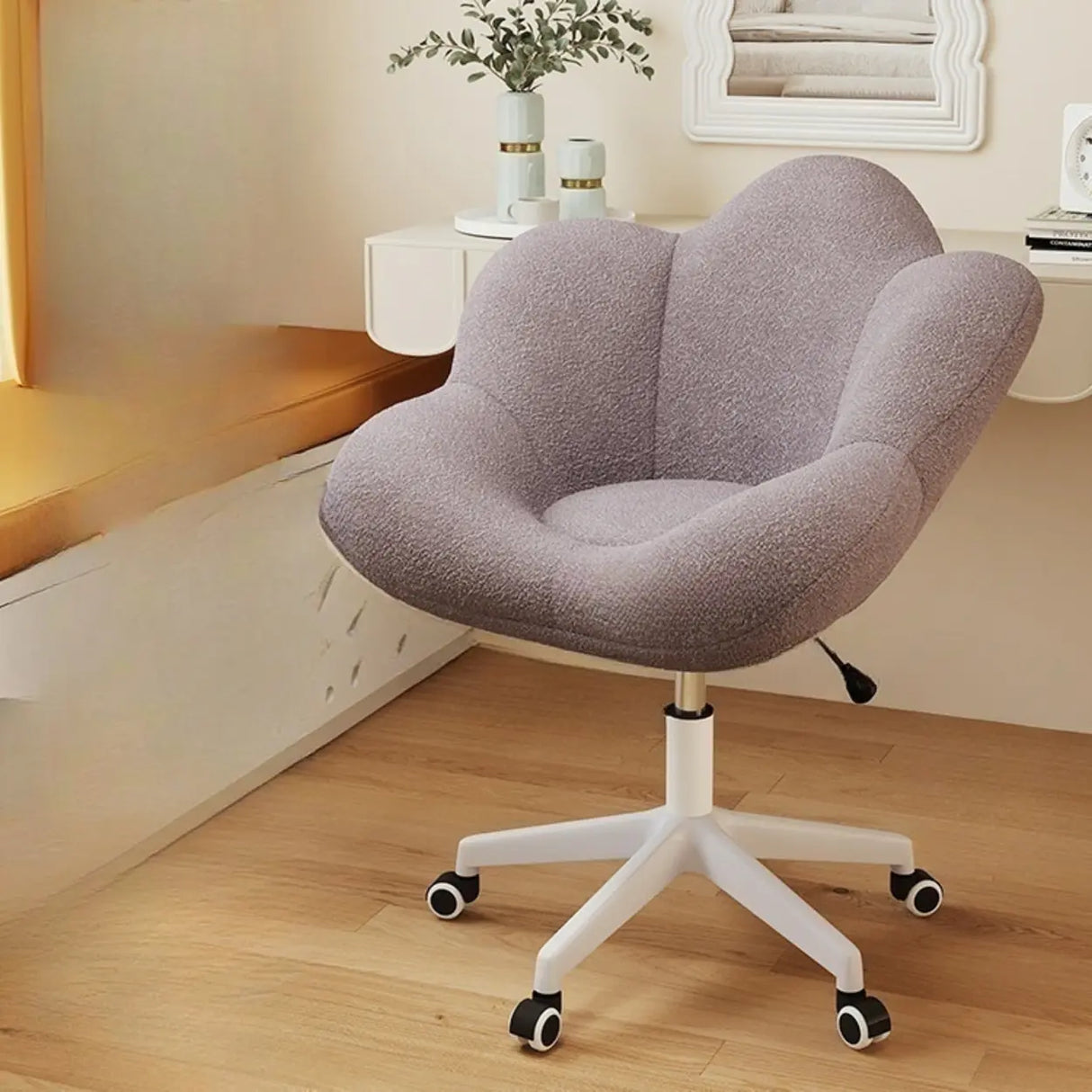 Modern Armless White Adjustable Cozy Swivel Office Chair Image - 25