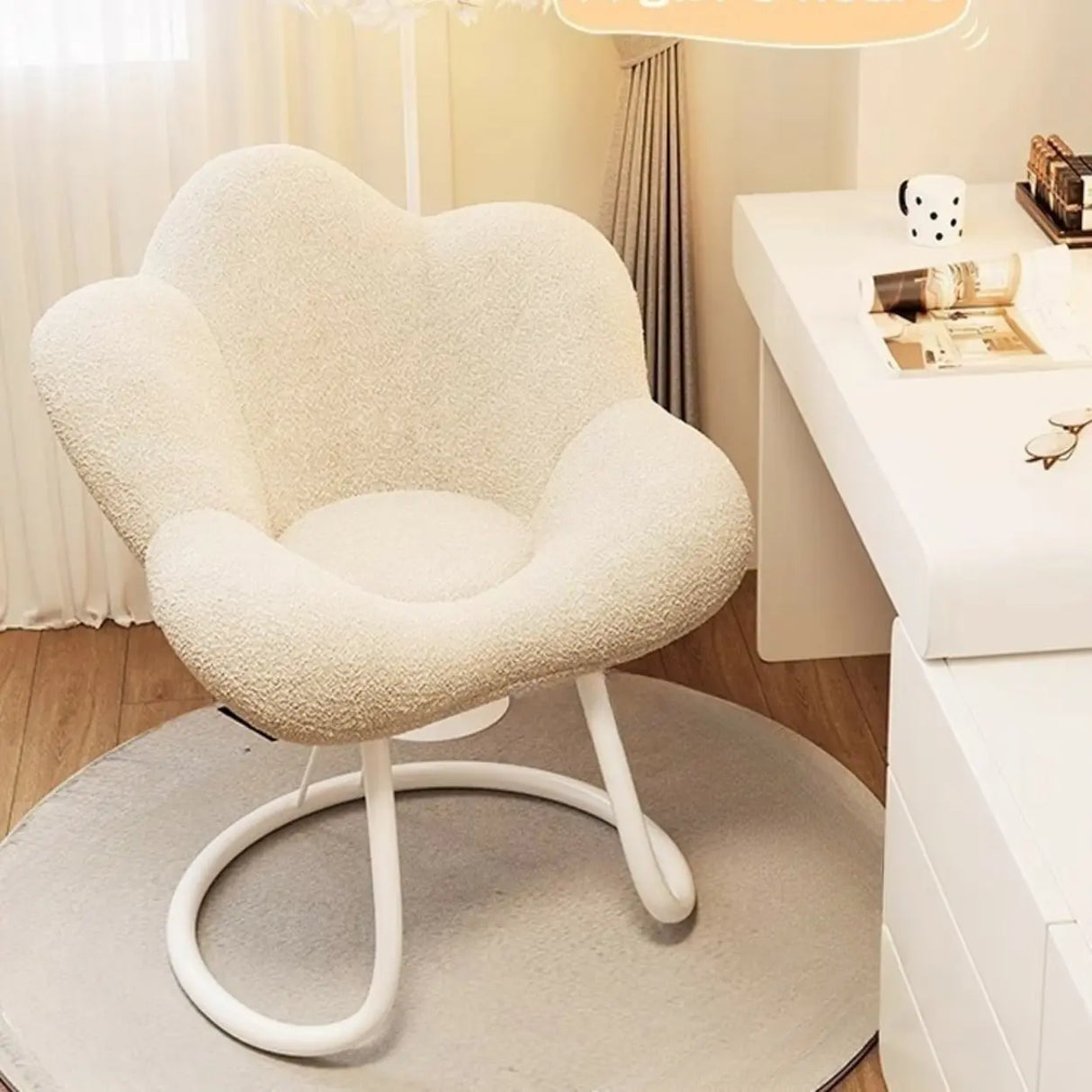 Modern Armless White Adjustable Cozy Swivel Office Chair Image - 5
