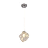 Modern Art Deco Geometric Clear Glass Metal Pendant Light Image - 10