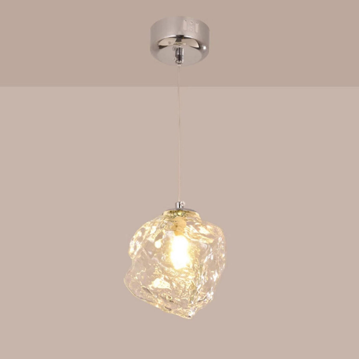 Modern Art Deco Geometric Clear Glass Metal Pendant Light Image - 11