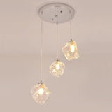 Modern Art Deco Geometric Clear Glass Metal Pendant Light Image - 12