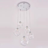 Modern Art Deco Geometric Clear Glass Metal Pendant Light Image - 13