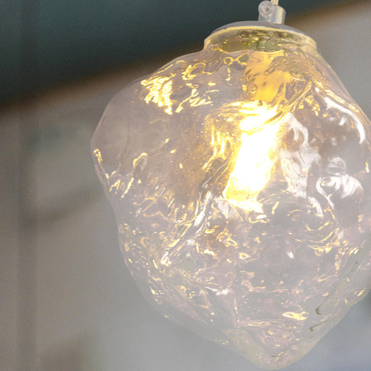 Modern Art Deco Geometric Clear Glass Metal Pendant Light Image - 14