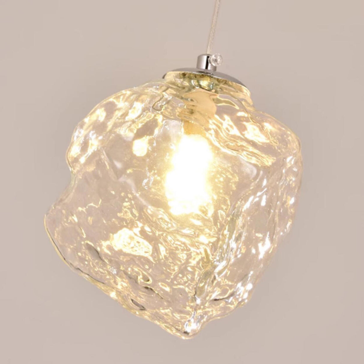 Modern Art Deco Geometric Clear Glass Metal Pendant Light Image - 16