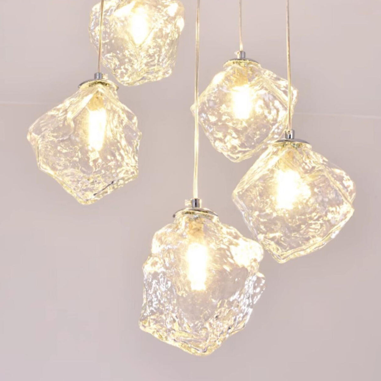 Modern Art Deco Geometric Clear Glass Metal Pendant Light Image - 17