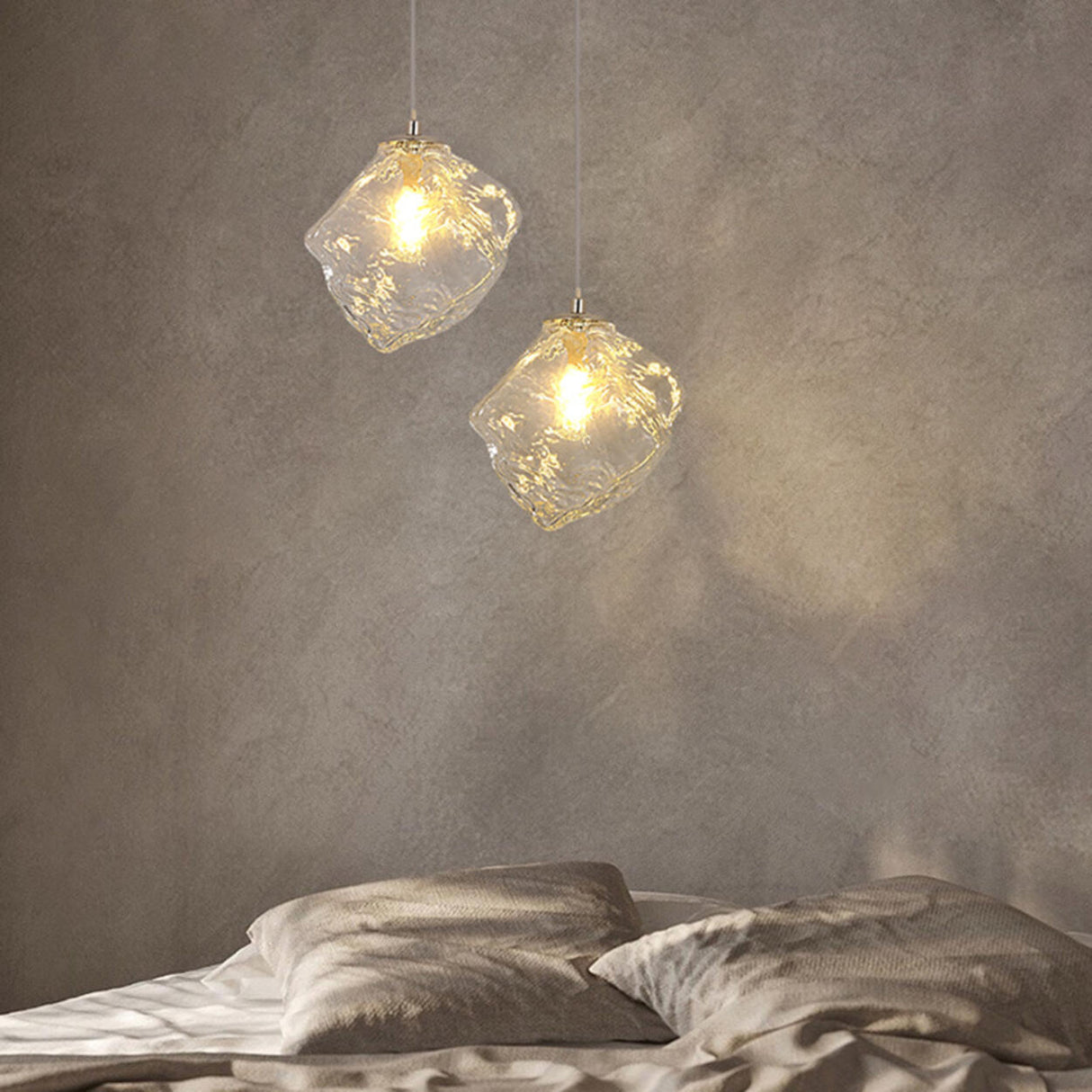 Modern Art Deco Geometric Clear Glass Metal Pendant Light Image - 19