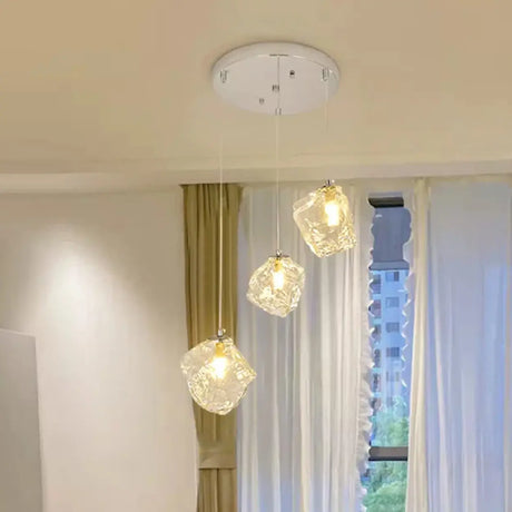 Modern Art Deco Geometric Clear Glass Metal Pendant Light Image - 2