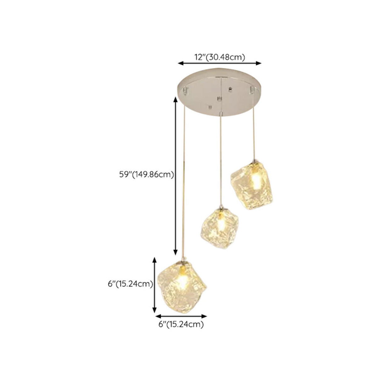 Modern Art Deco Geometric Clear Glass Metal Pendant Light Image - 22